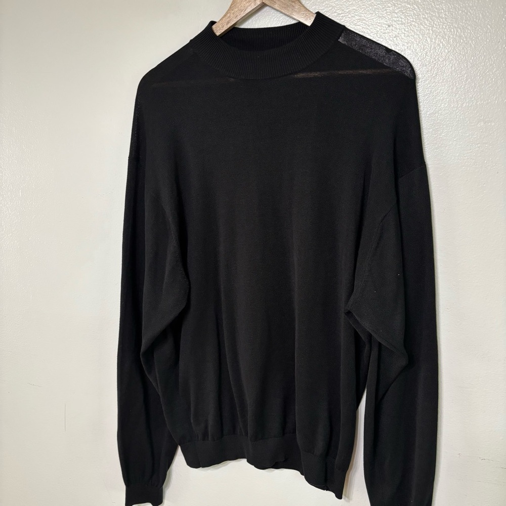 Baracuta Men’s Black Silk Cotton Blend Contemporary Crew Neck Sweater Size Xl — image 2 of 6
